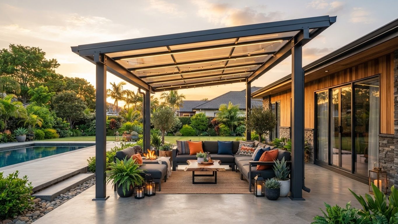 Pergola & Patio Concept 06 Pergolas & Patios futuristic concept visualisation modern. Images Created by www.TinyHome-Revolution.com