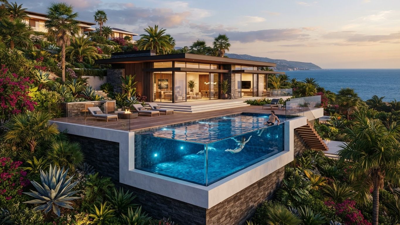 Modern Swimming Pool Concept 15 Swimming Pools futuristic concept visualisation modern home. Images Created by www.TinyHome-Revolution.com
