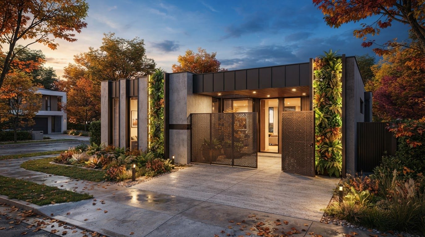 Futuristic Front Yard Concept 29 Front Yard futuristic concept visualisation modern home. Images Created by www.TinyHome-Revolution.com
