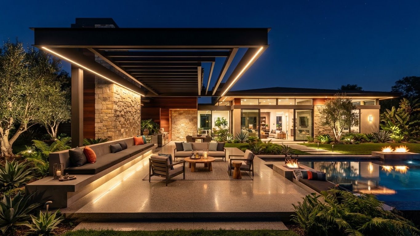 Pergola & Patio Concept 17 Pergolas & Patios futuristic concept visualisation modern. Images Created by www.TinyHome-Revolution.com