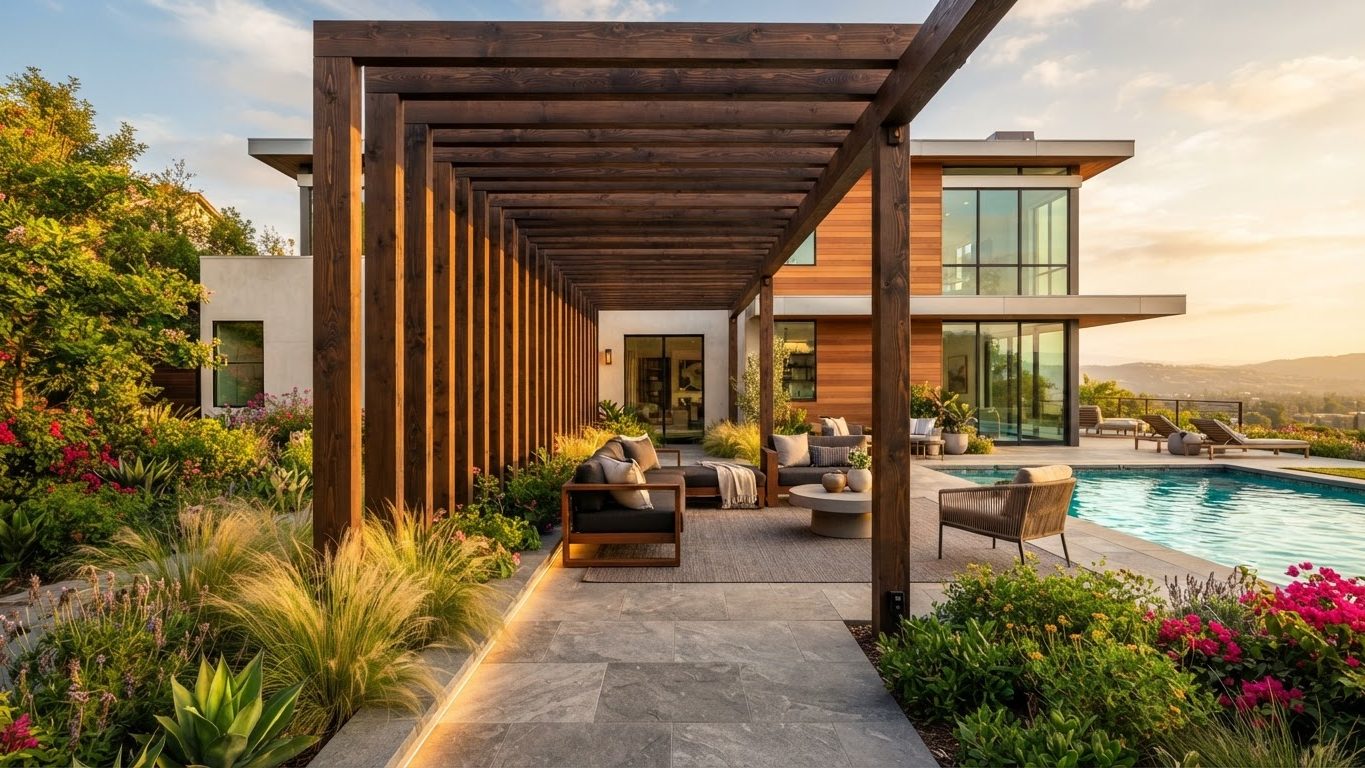 Pergola & Patio Concept 14 Pergolas & Patios futuristic concept visualisation modern. Images Created by www.TinyHome-Revolution.com