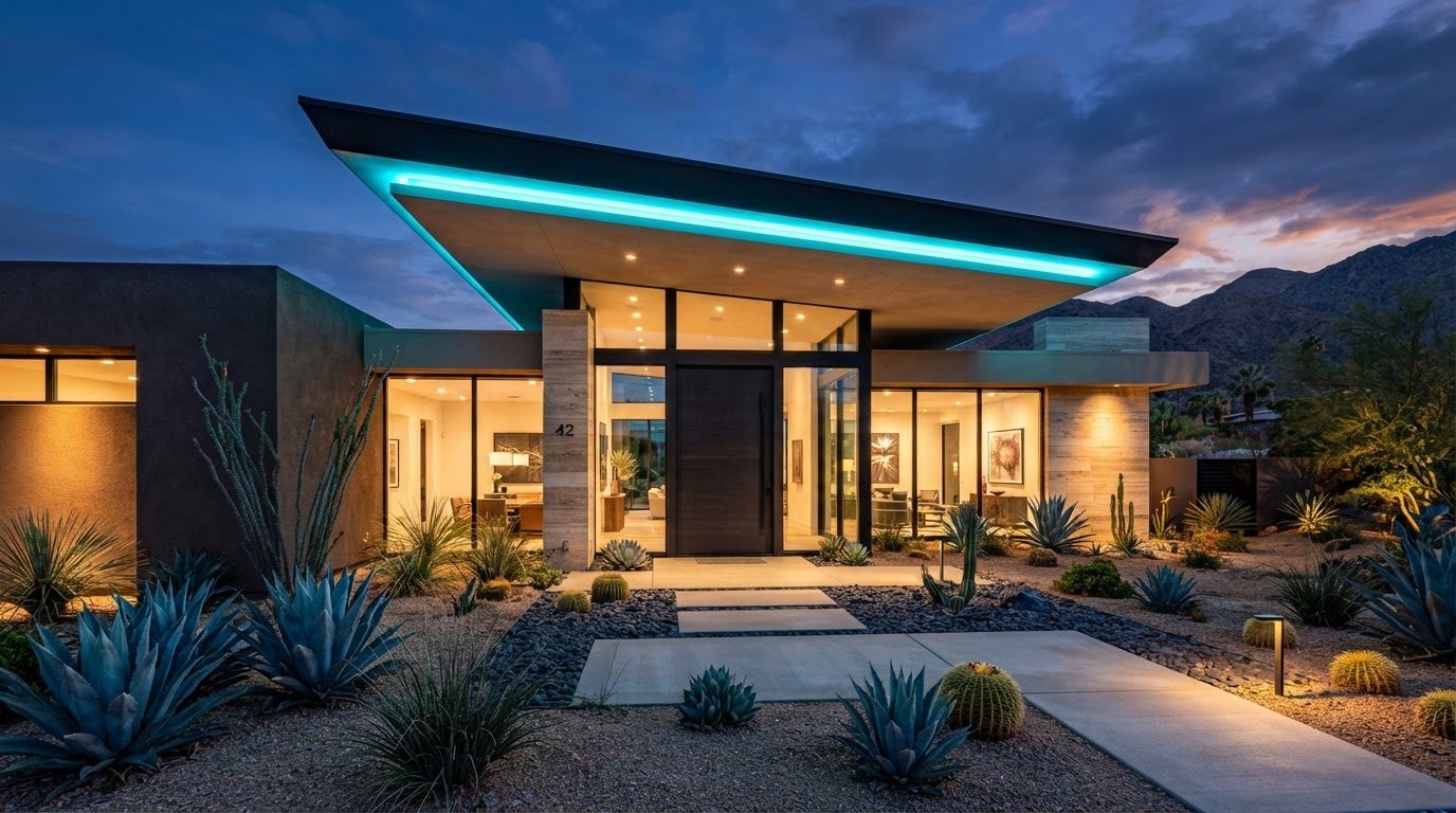 Futuristic Front Yard Concept 05 Front Yard futuristic concept visualisation modern home. Images Created by www.TinyHome-Revolution.com
