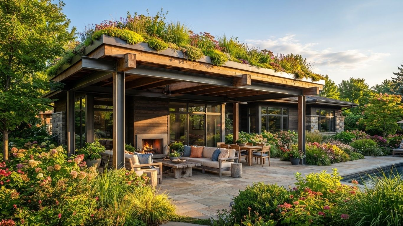 Pergola & Patio Concept 31 Pergolas & Patios futuristic concept visualisation modern. Images Created by www.TinyHome-Revolution.com