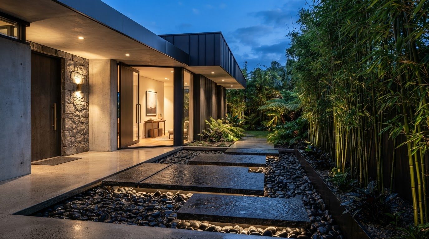 Futuristic Front Yard Concept 15 Front Yard futuristic concept visualisation modern home. Images Created by www.TinyHome-Revolution.com