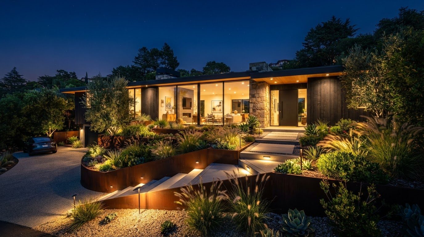 Futuristic Front Yard Concept 12 Front Yard futuristic concept visualisation modern home. Images Created by www.TinyHome-Revolution.com