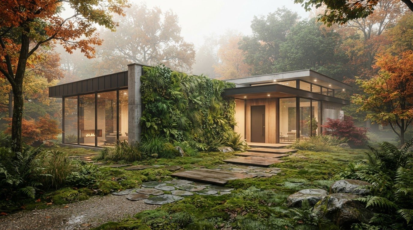 Futuristic Front Yard Concept 26 Front Yard futuristic concept visualisation modern home. Images Created by www.TinyHome-Revolution.com