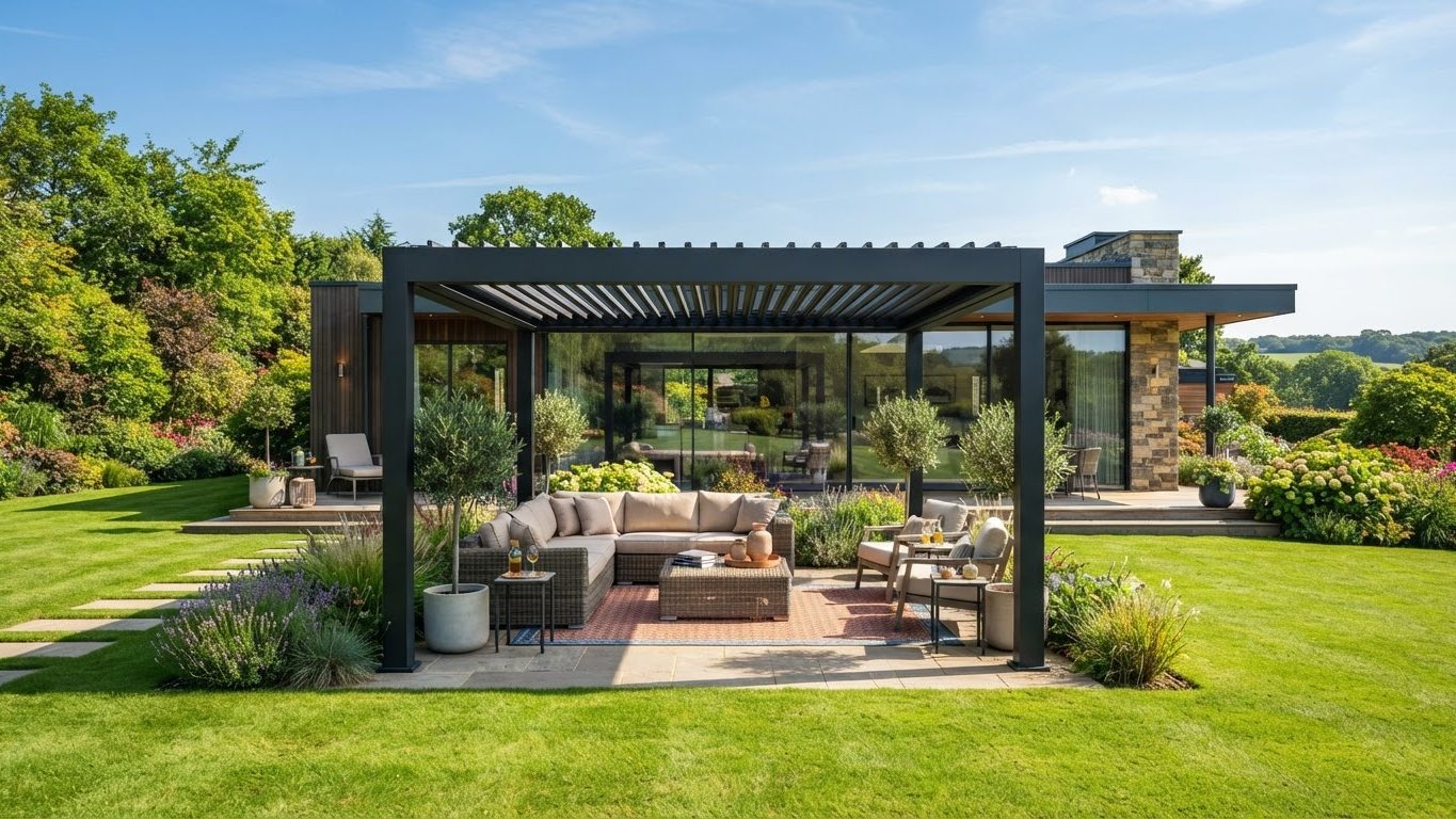 Pergola & Patio Concept 15 Pergolas & Patios futuristic concept visualisation modern. Images Created by www.TinyHome-Revolution.com