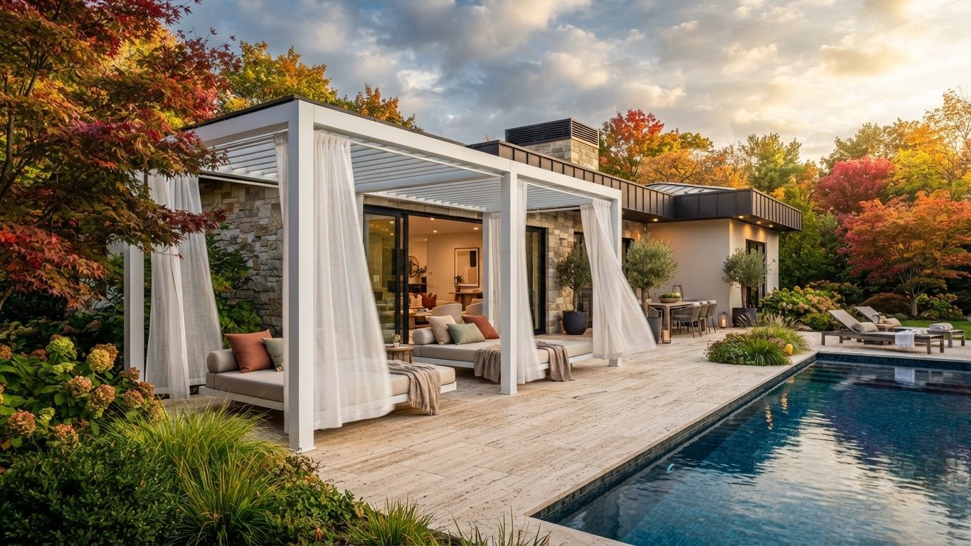 Pergola & Patio Concept 24 Pergolas & Patios futuristic concept visualisation modern. Images Created by www.TinyHome-Revolution.com