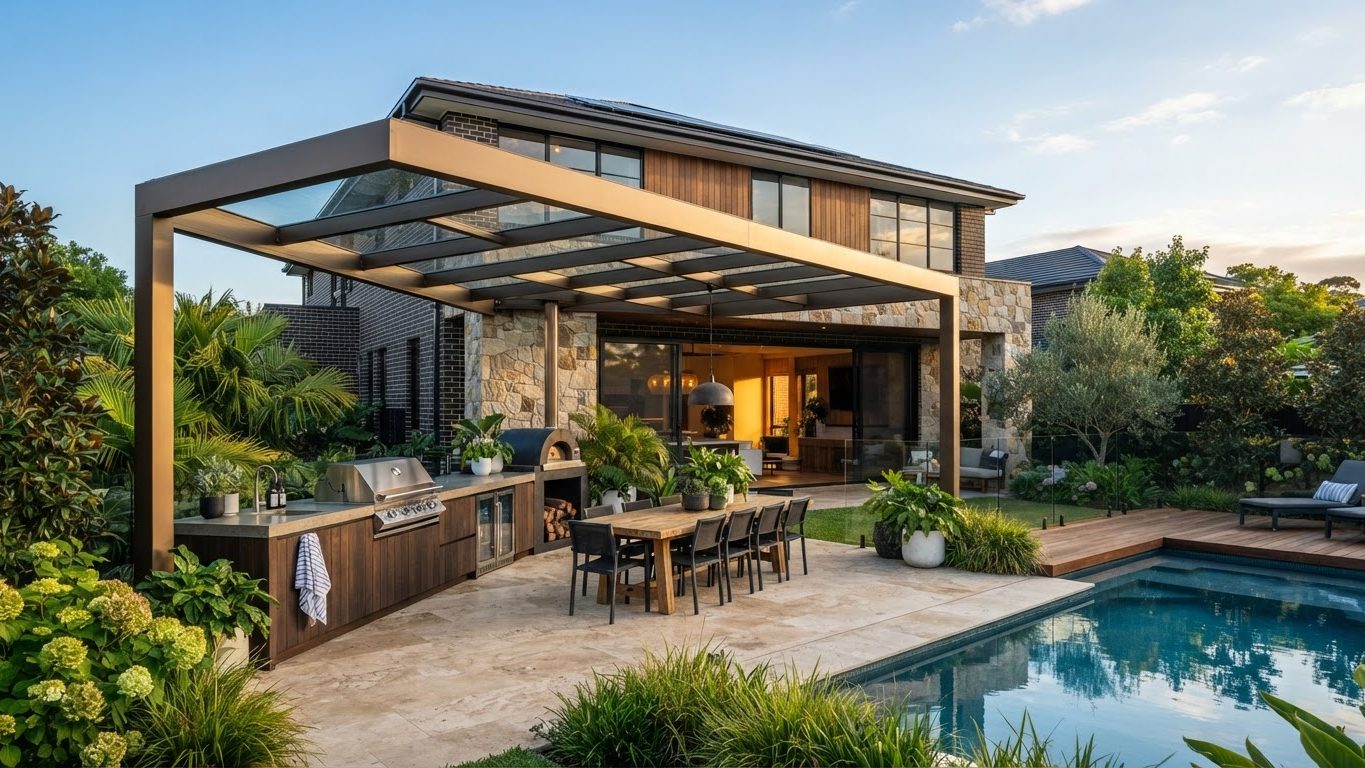 Pergola & Patio Concept 13 Pergolas & Patios futuristic concept visualisation modern. Images Created by www.TinyHome-Revolution.com