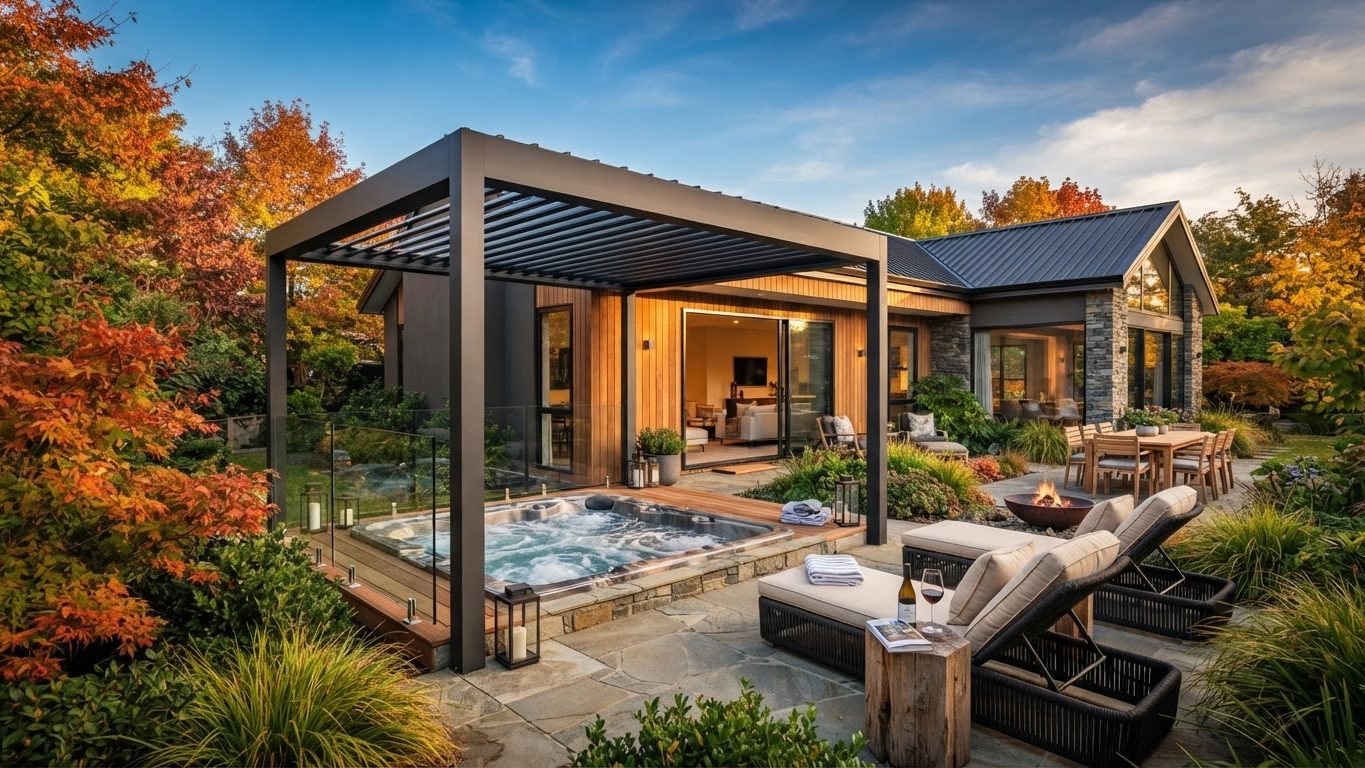 Pergola & Patio Concept 29 Pergolas & Patios futuristic concept visualisation modern. Images Created by www.TinyHome-Revolution.com