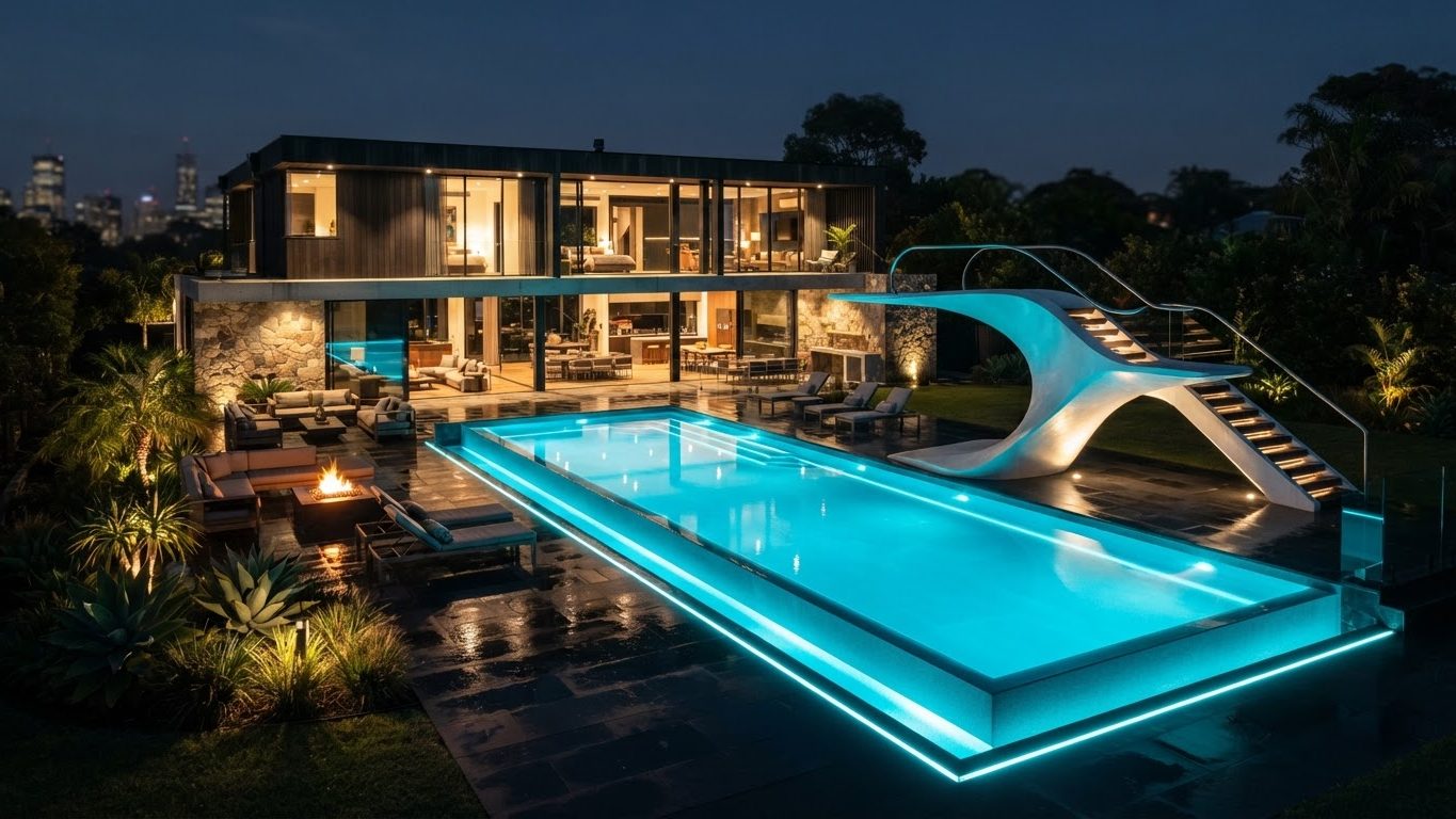 Modern Swimming Pool Concept 19 Swimming Pools futuristic concept visualisation modern home. Images Created by www.TinyHome-Revolution.com