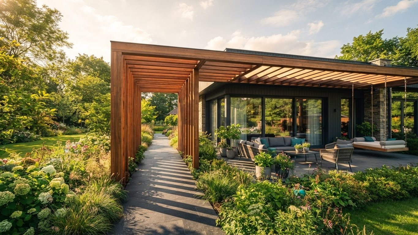 Pergola & Patio Concept 34 Pergolas & Patios futuristic concept visualisation modern. Images Created by www.TinyHome-Revolution.com