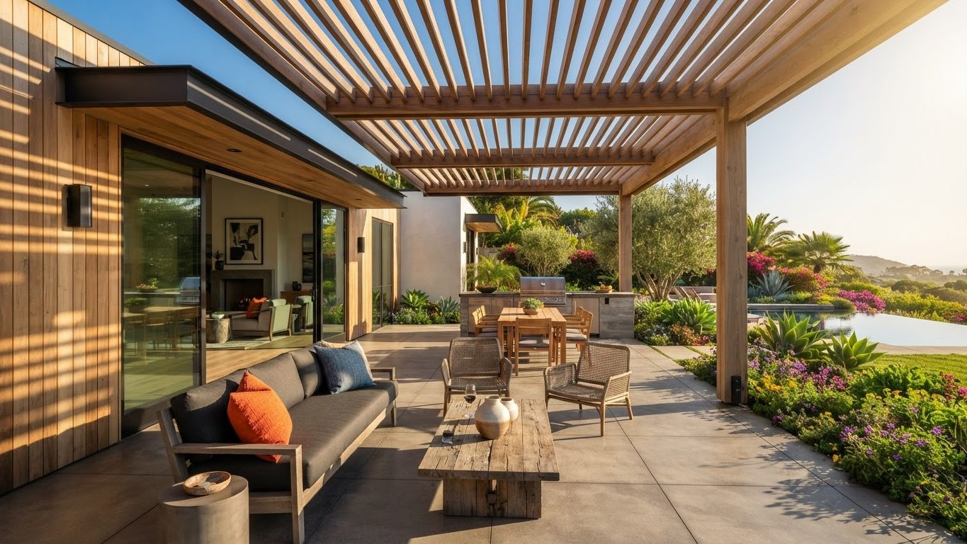 Pergola & Patio Concept 12 Pergolas & Patios futuristic concept visualisation modern. Images Created by www.TinyHome-Revolution.com