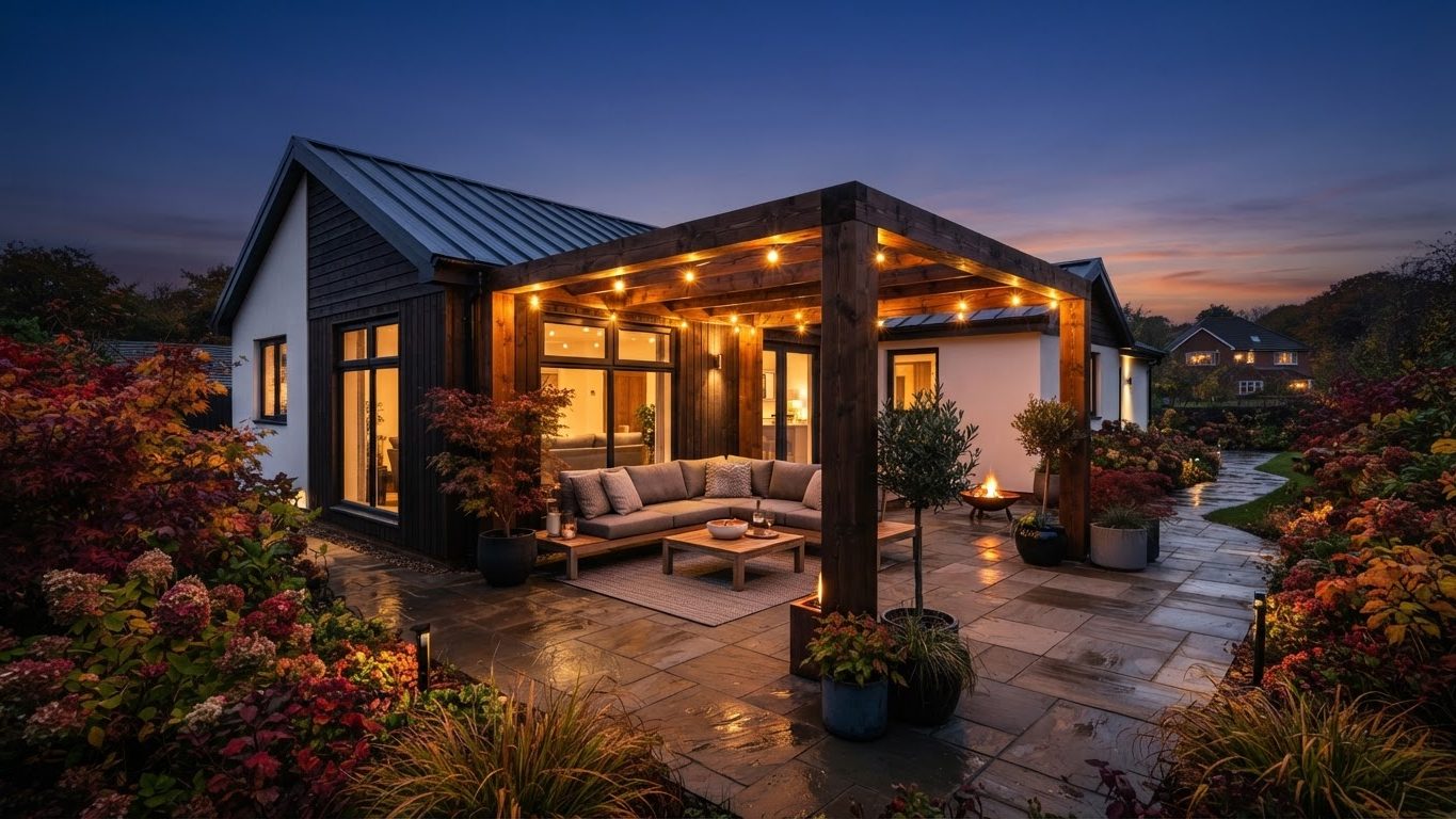 Pergola & Patio Concept 21 Pergolas & Patios futuristic concept visualisation modern. Images Created by www.TinyHome-Revolution.com