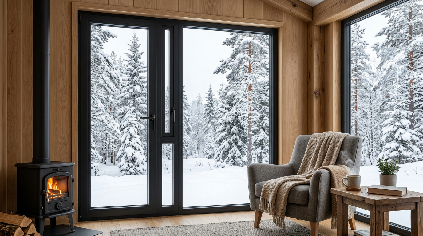 Double-glazed windows with thermal breaks prevent condensation from forming on cold interior glass surfaces during winter. Images Created by www.TinyHome-Revolution.com