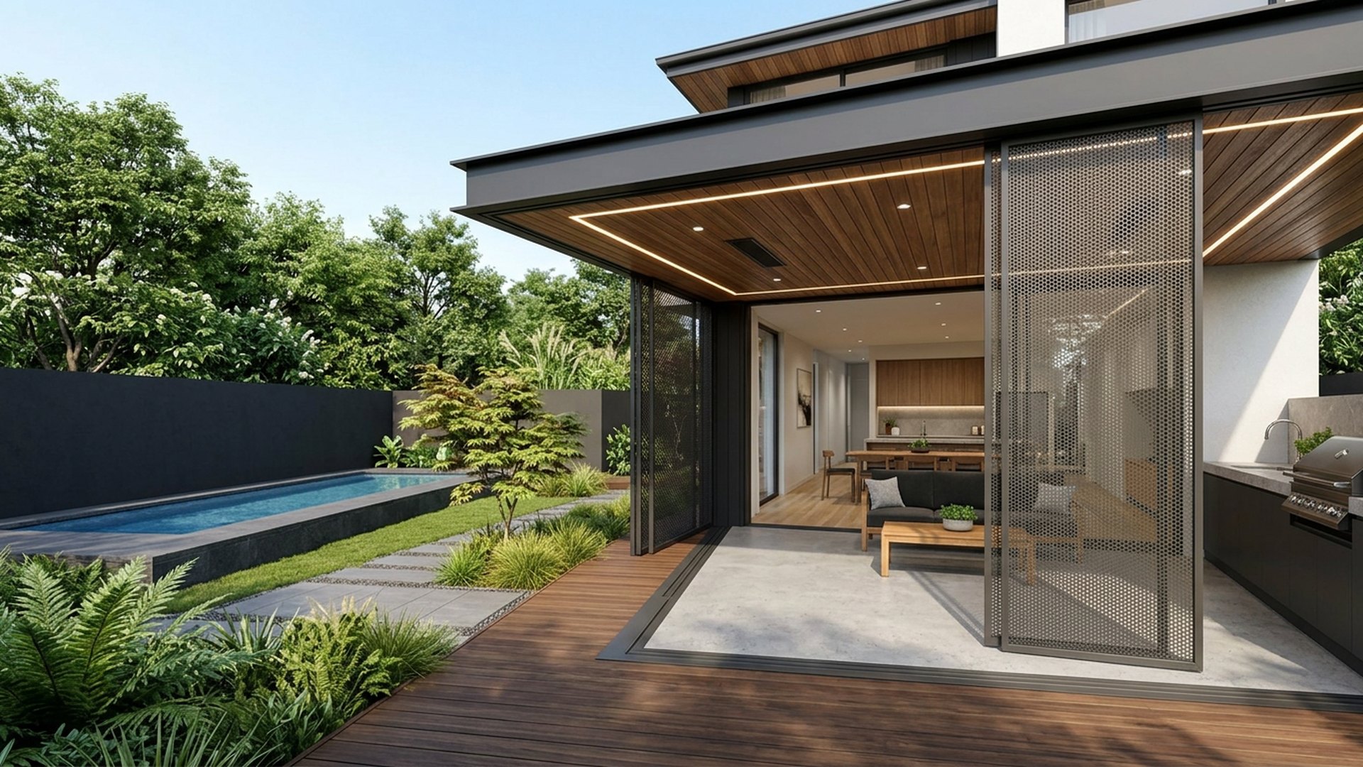Alfresco Home Designs design concept visualisation photo modern home and garden landscaping. Images Created by www.TinyHome-Revolution.com