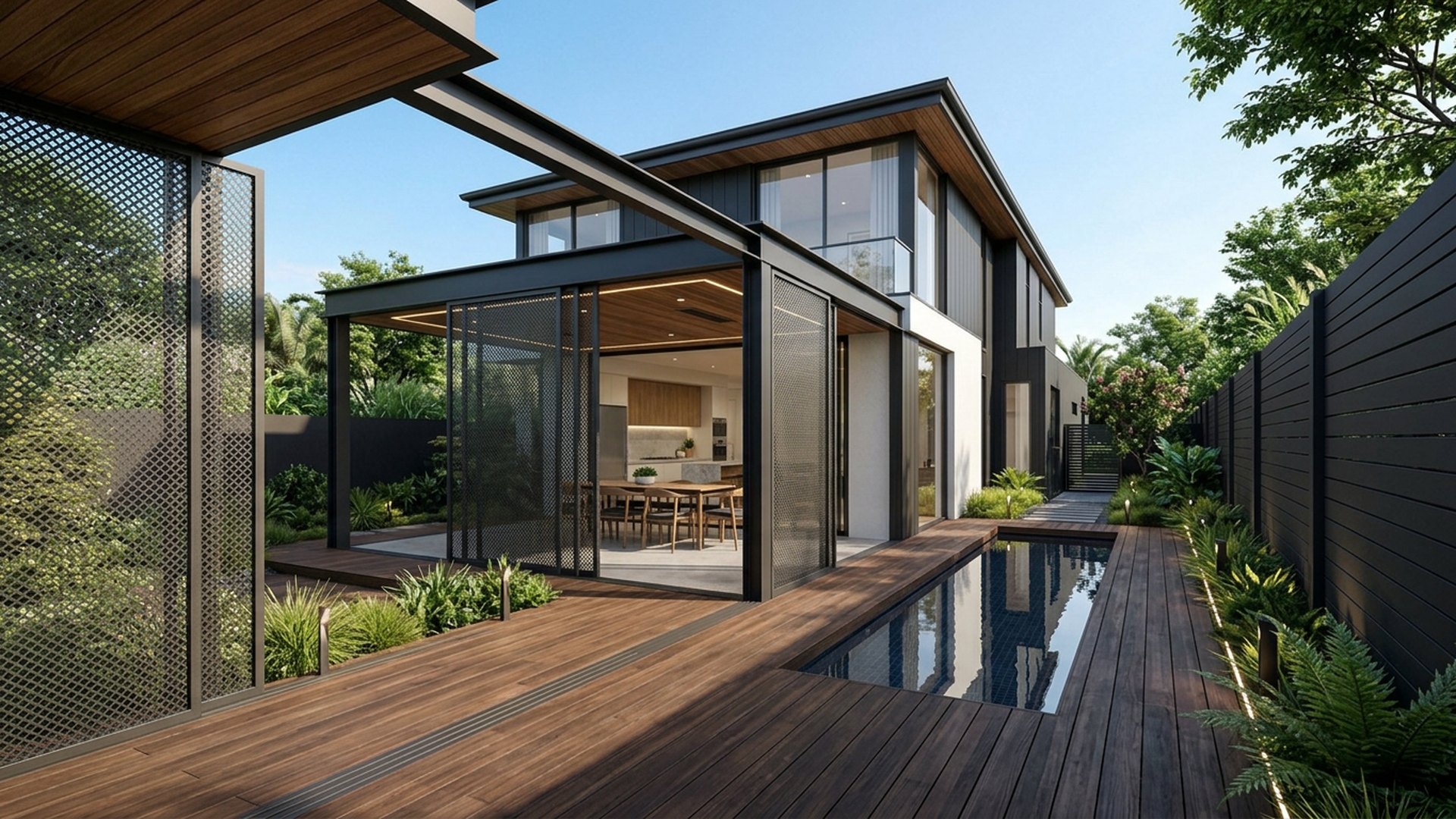 Alfresco Home Designs design concept visualisation photo modern home and garden landscaping. Images Created by www.TinyHome-Revolution.com