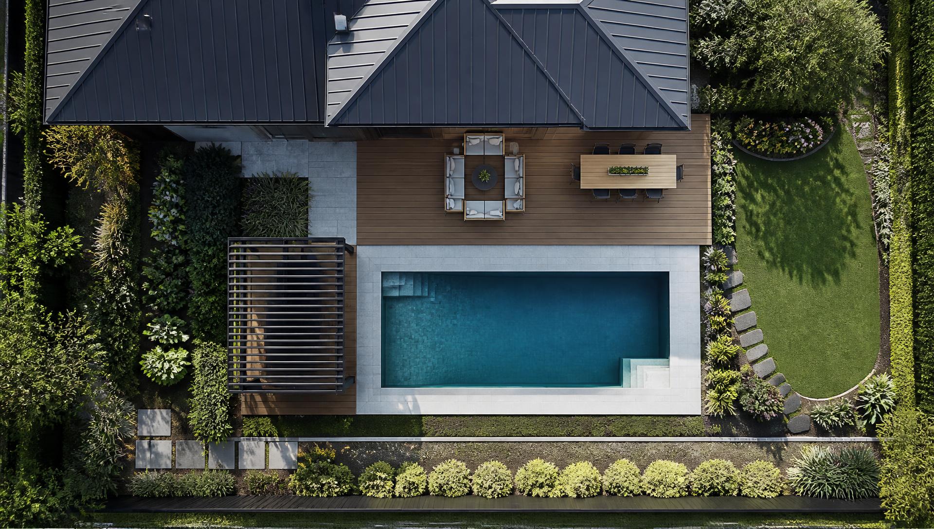 Back Top Home Designs design concept visualisation photo modern home and garden. Images Created by www.TinyHome-Revolution.com