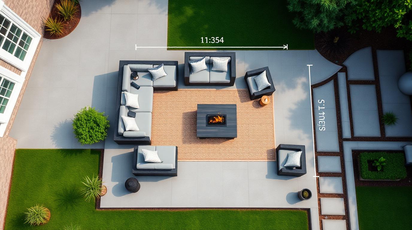 Choosing Size Outdoor Furniture design concept visualisation photo modern home and garden. Images Created by www.TinyHome-Revolution.com