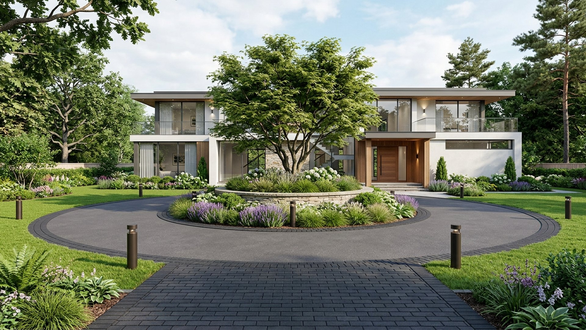 Circular Home Designs design concept visualisation photo modern home and garden landscaping. Images Created by www.TinyHome-Revolution.com