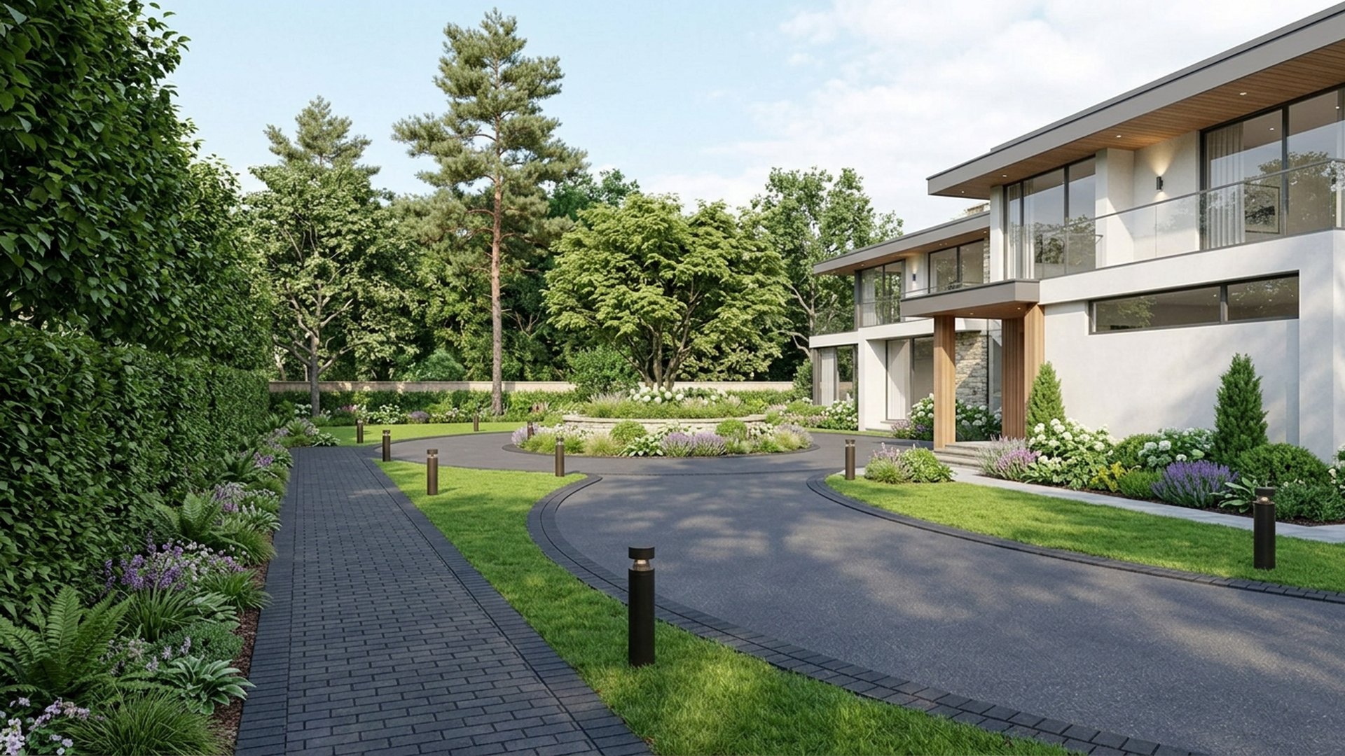 Circular Home Designs design concept visualisation photo modern home and garden landscaping. Images Created by www.TinyHome-Revolution.com
