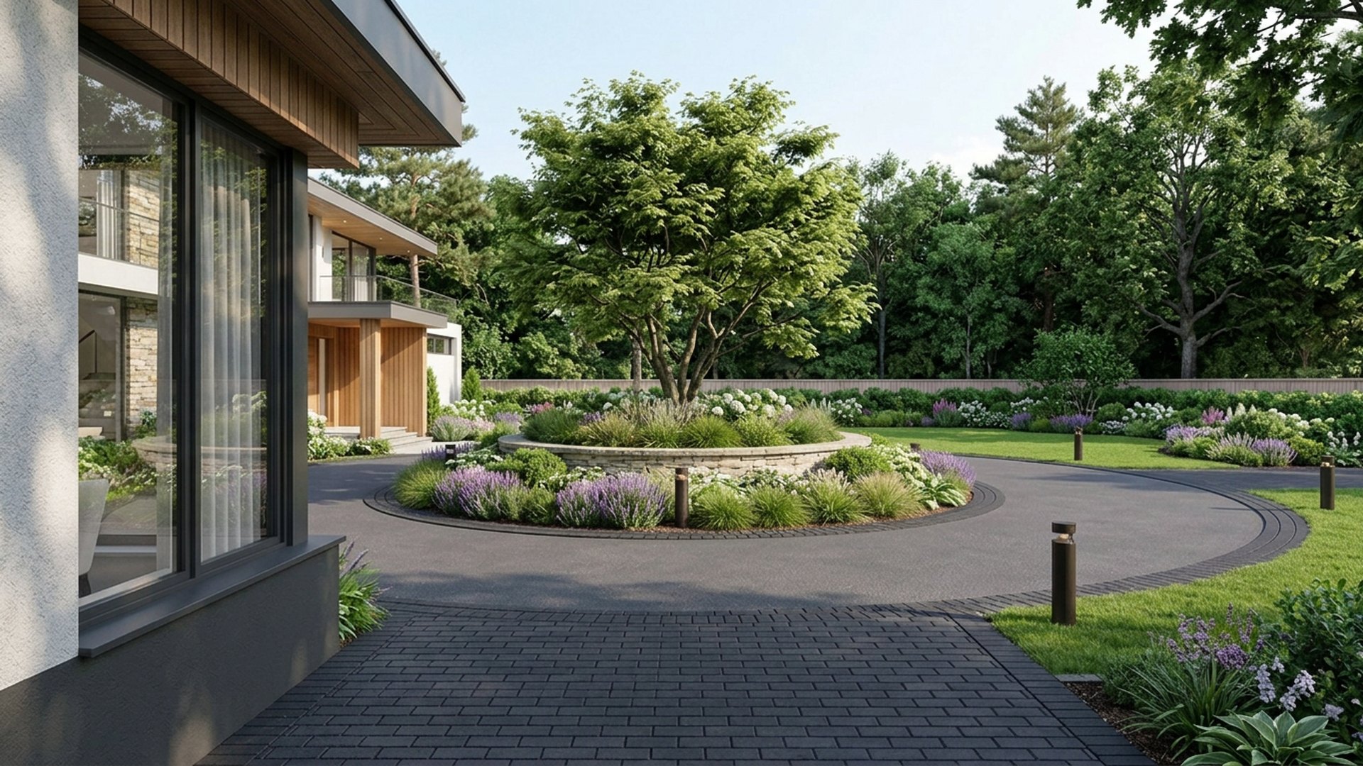 Circular Home Designs design concept visualisation photo modern home and garden landscaping. Images Created by www.TinyHome-Revolution.com