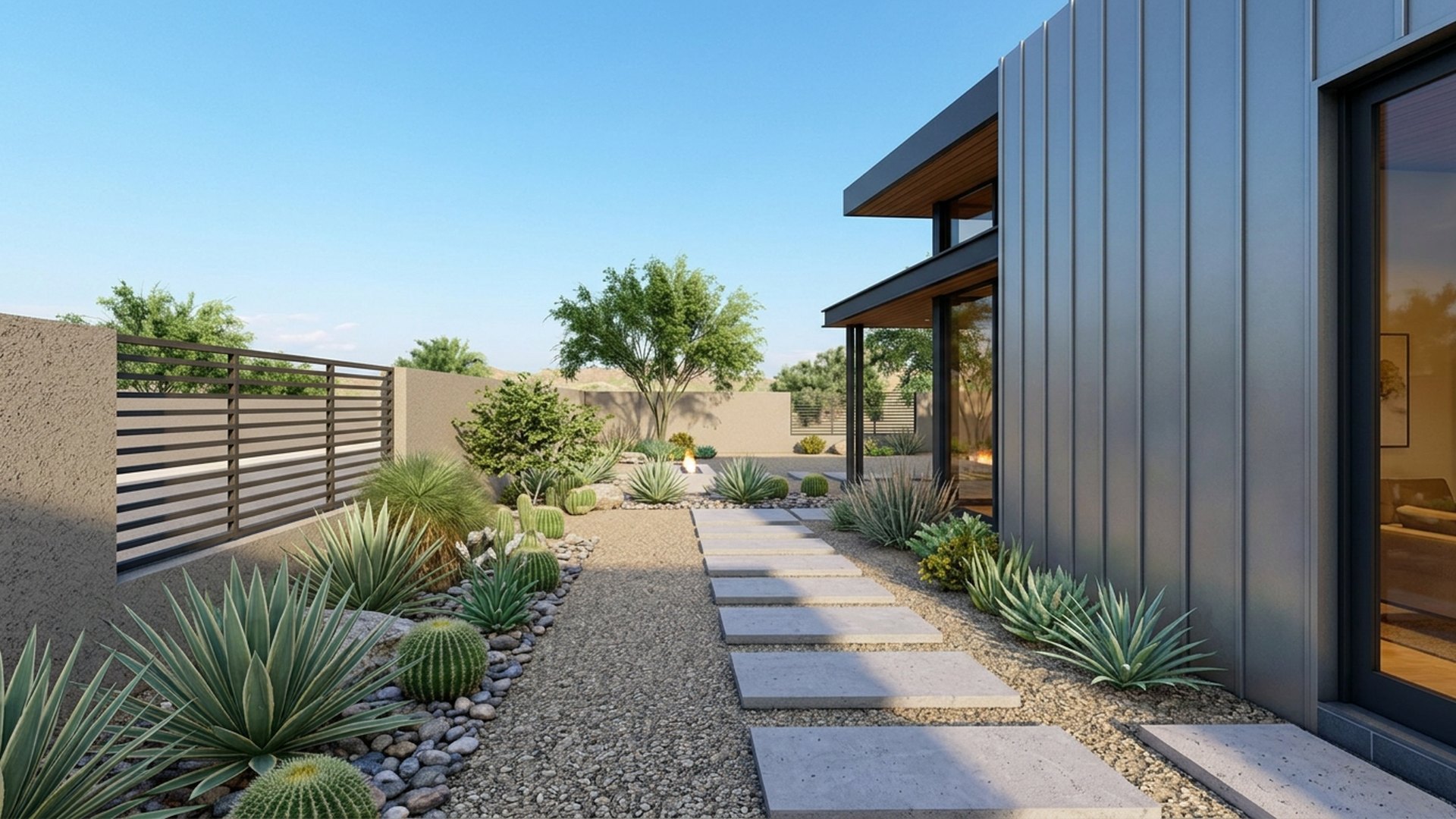 Desert Home Designs design concept visualisation photo modern home and garden landscaping. Images Created by www.TinyHome-Revolution.com