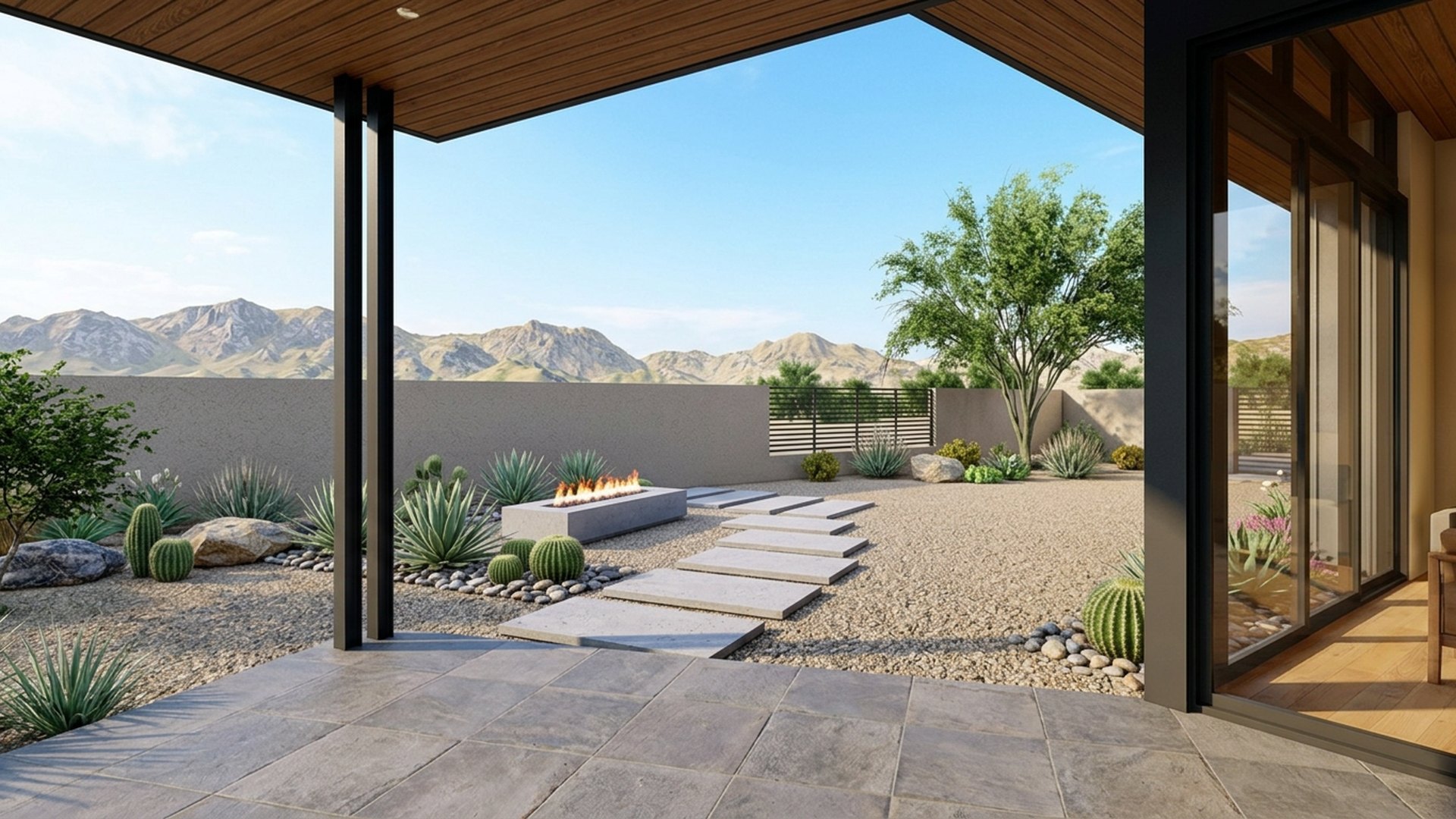 Desert Home Designs design concept visualisation photo modern home and garden landscaping. Images Created by www.TinyHome-Revolution.com