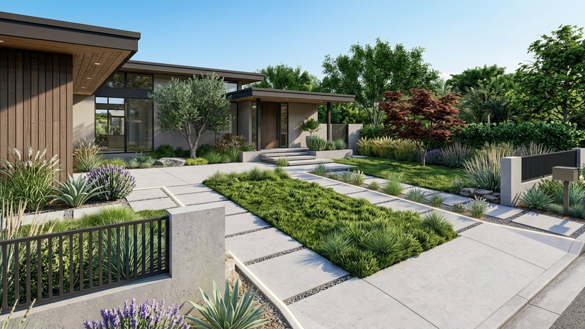 Driveway Home Designs design concept visualisation photo modern home and garden landscaping. Images Created by www.TinyHome-Revolution.com