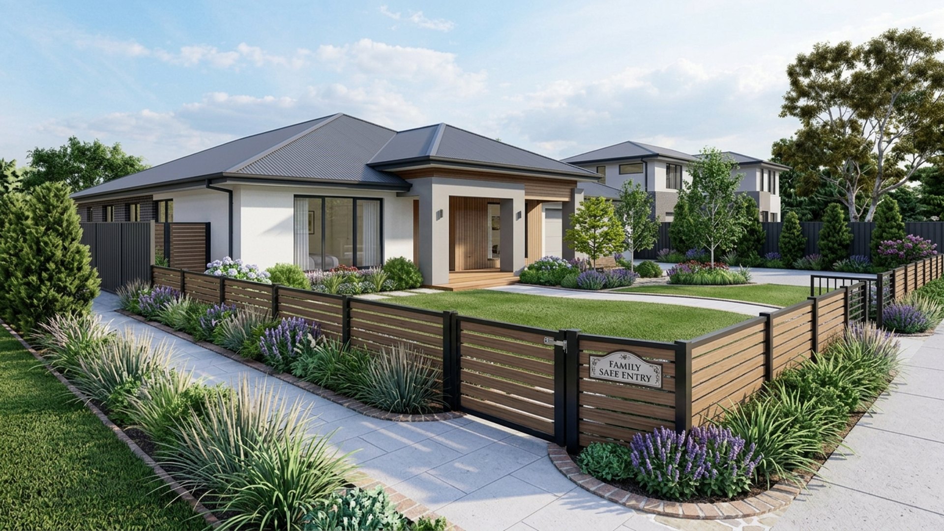 Family Home Designs design concept visualisation photo modern home and garden landscaping. Images Created by www.TinyHome-Revolution.com