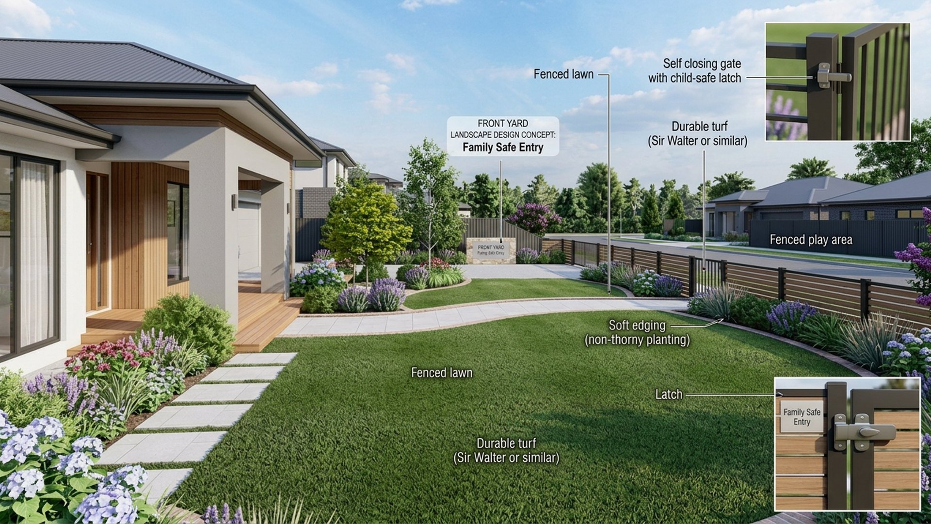 Family Home Designs design concept visualisation photo modern home and garden landscaping. Images Created by www.TinyHome-Revolution.com