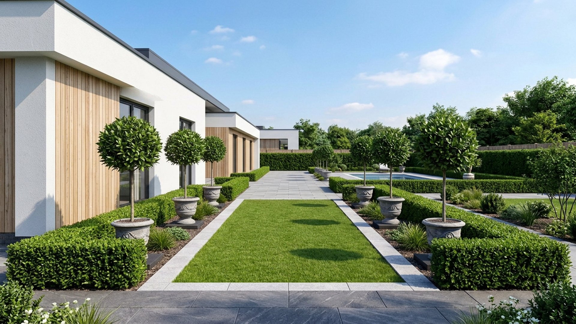 Formal Home Designs design concept visualisation photo modern home and garden landscaping. Images Created by www.TinyHome-Revolution.com