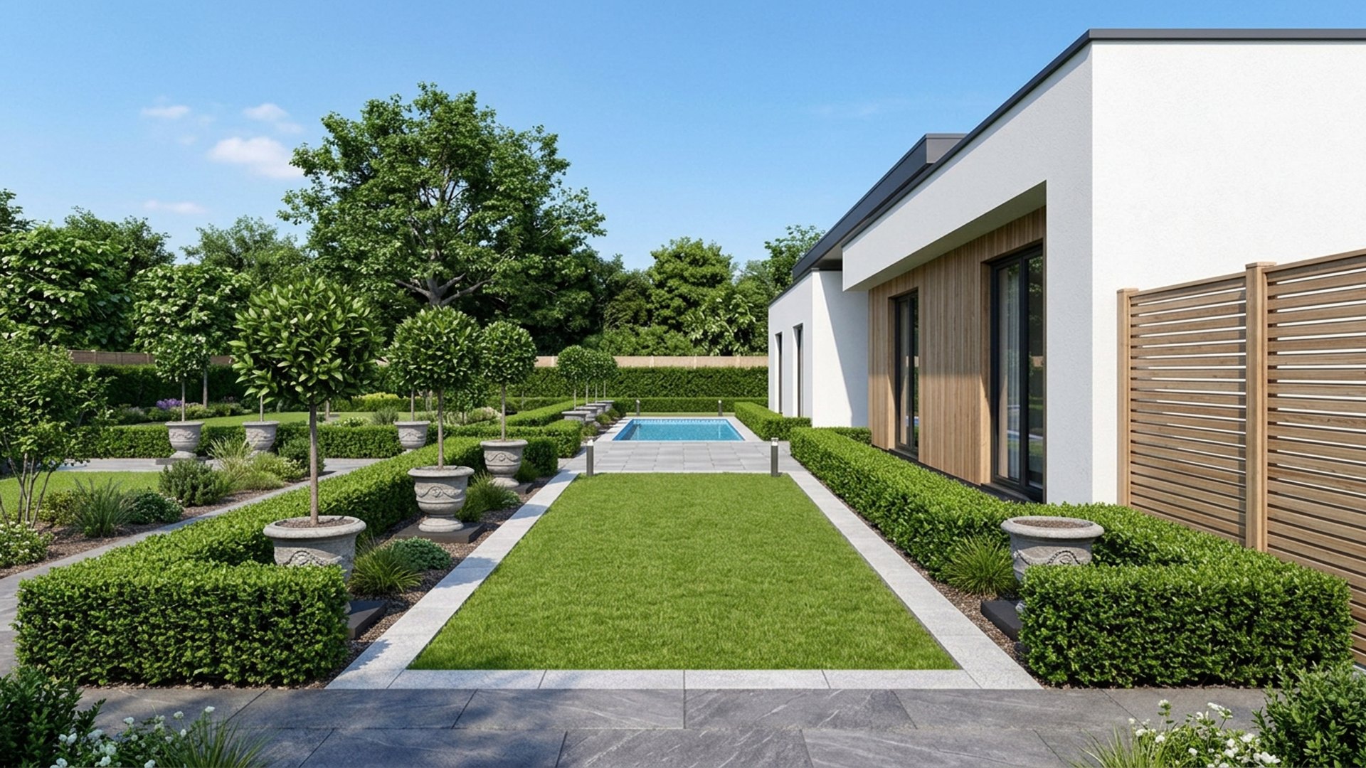 Formal Home Designs design concept visualisation photo modern home and garden landscaping. Images Created by www.TinyHome-Revolution.com