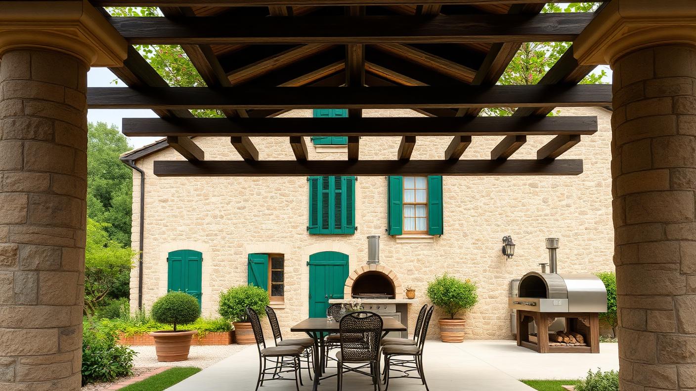 G4 Rear Pergola Designs design concept visualisation photo modern home and garden. Images Created by www.TinyHome-Revolution.com