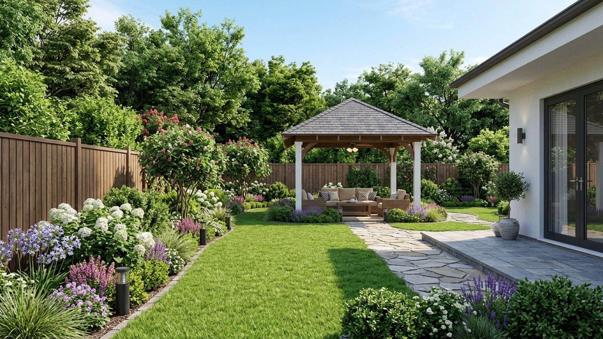 Gazebo Garden Designs design concept visualisation photo modern home and garden landscaping. Images Created by www.TinyHome-Revolution.com