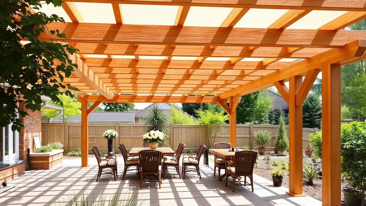 Open Rafter Timber Pergola pergola shade structure Open rafter & vine The original and still the most common pergola: posts. Images Created by www.TinyHome-Revolution.com