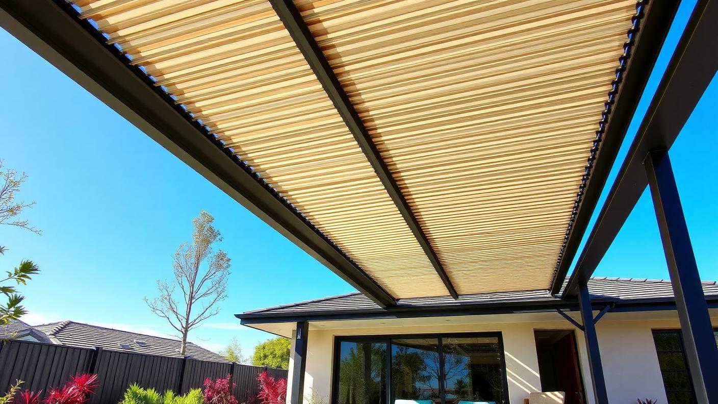 Louvred Opening Roof Pergola pergola shade structure Fabric & adjustable Motorised or crank operated blades rotate from fully open to. Images Created by www.TinyHome-Revolution.com