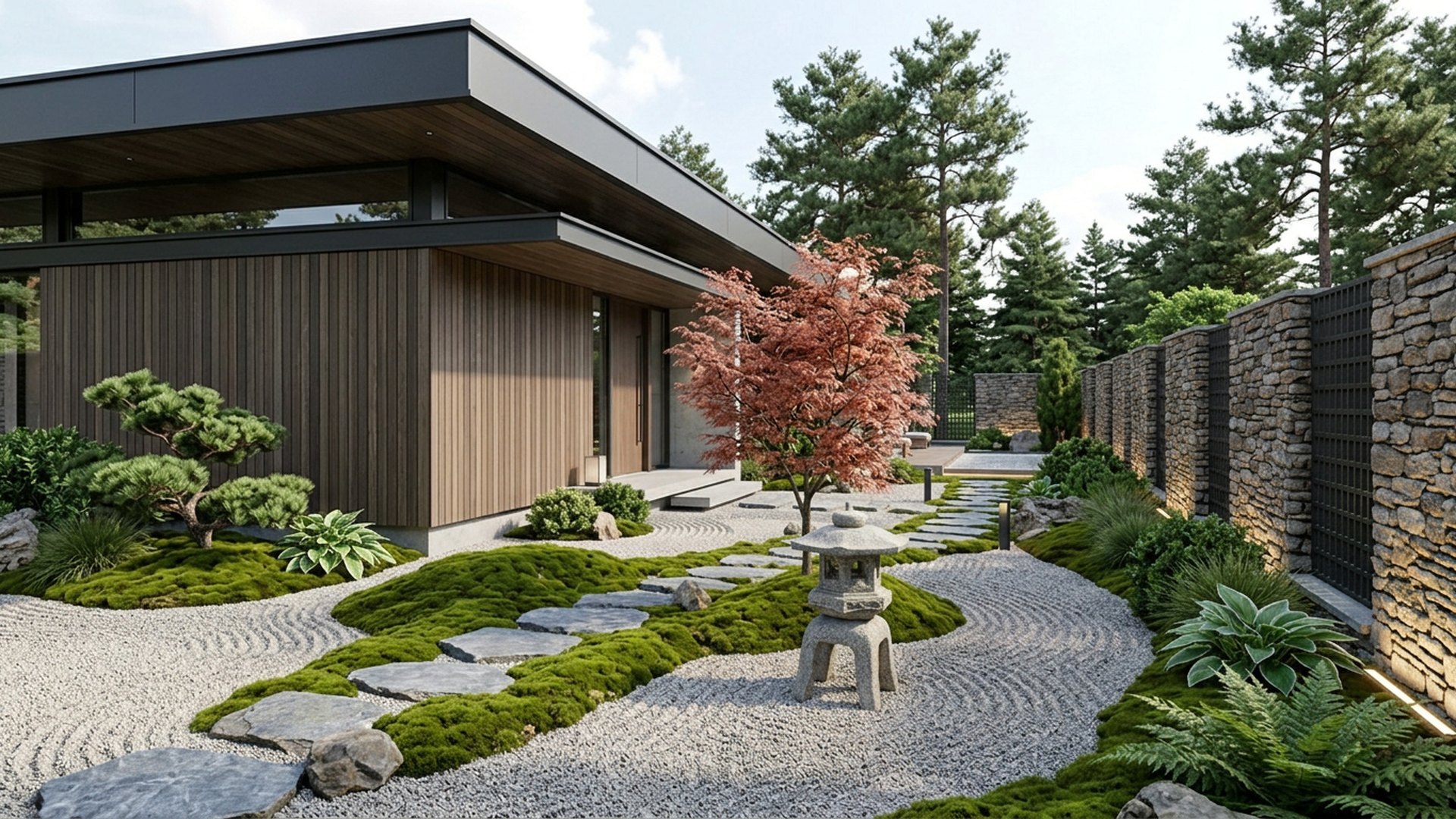 Japanese Garden Designs design concept visualisation photo modern home and garden landscaping. Images Created by www.TinyHome-Revolution.com