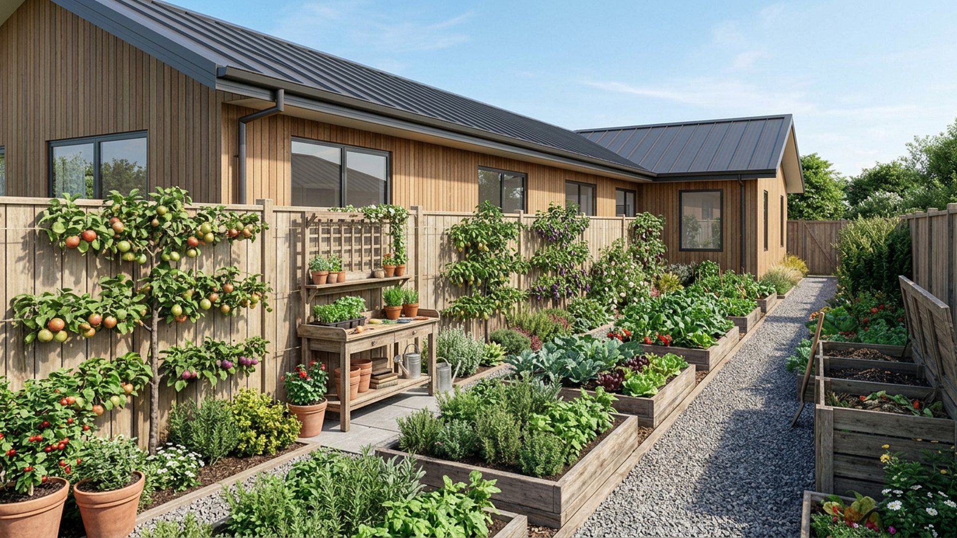 Kitchen Garden Designs design concept visualisation photo modern home and garden landscaping. Images Created by www.TinyHome-Revolution.com