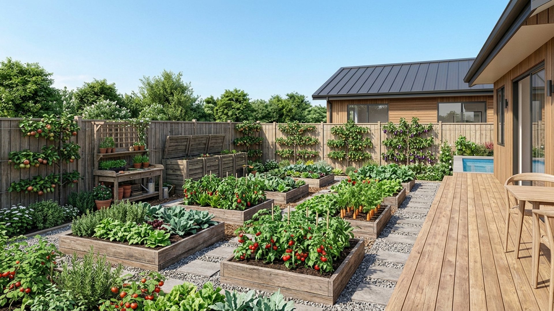 Kitchen Garden Designs design concept visualisation photo modern home and garden landscaping. Images Created by www.TinyHome-Revolution.com