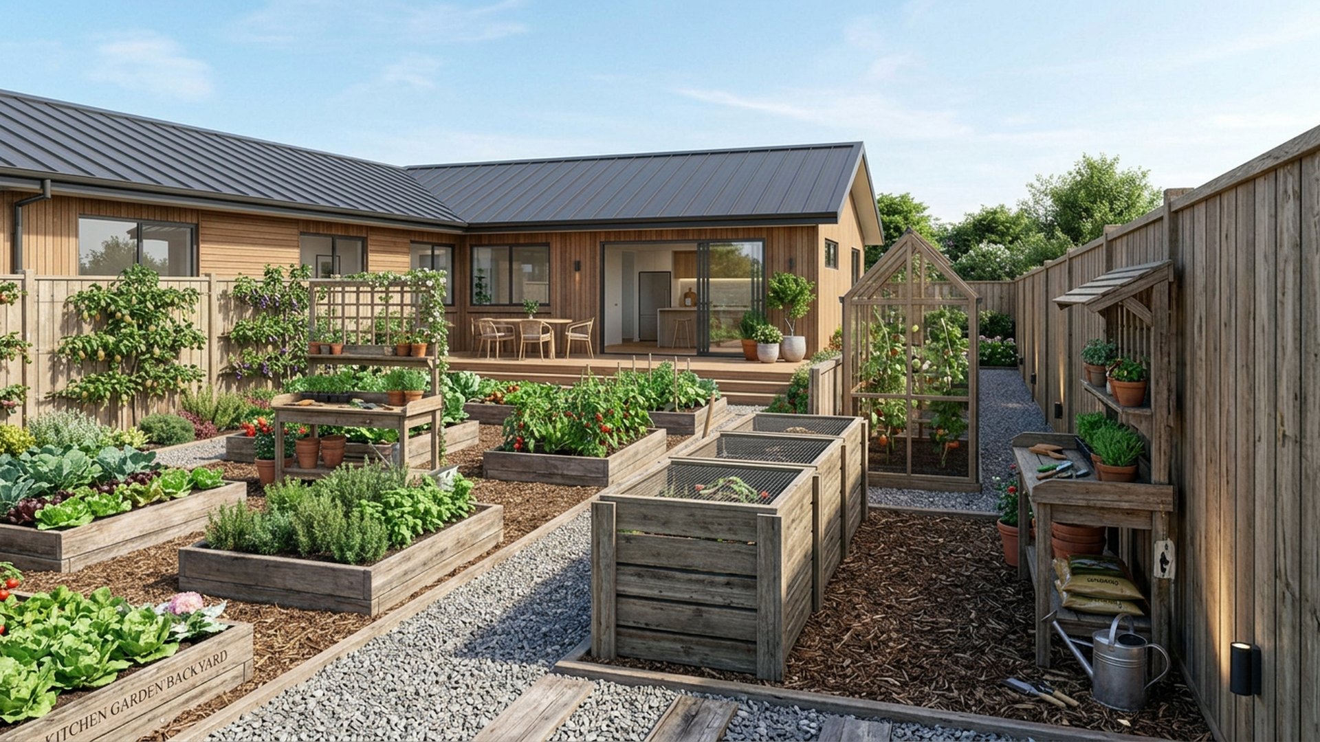 Kitchen Garden Designs design concept visualisation photo modern home and garden landscaping. Images Created by www.TinyHome-Revolution.com