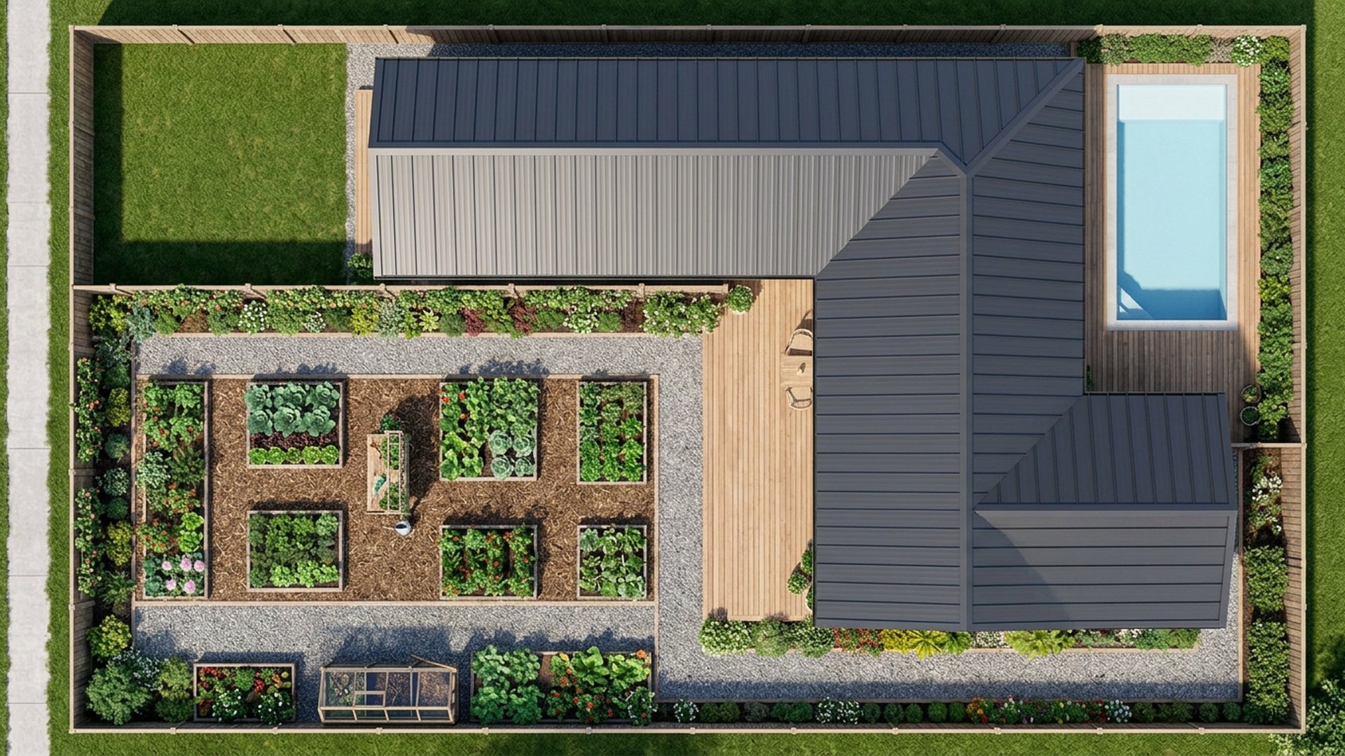 Kitchen Garden Designs design concept visualisation photo modern home and garden landscaping. Images Created by www.TinyHome-Revolution.com
