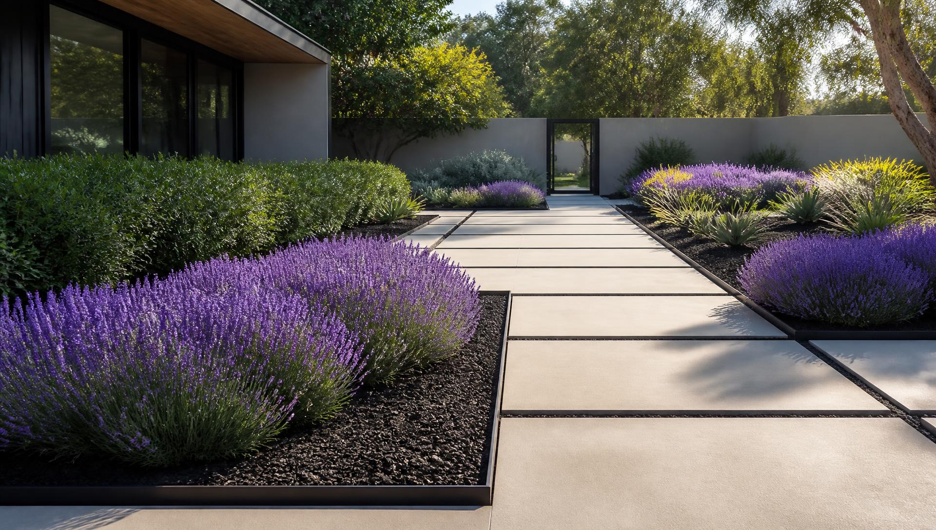 Low Garden Designs design concept visualisation photo modern home and garden landscaping. Images Created by www.TinyHome-Revolution.com