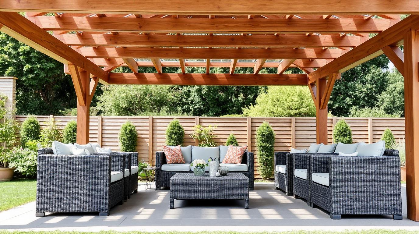 Material Wicker Outdoor Furniture design concept visualisation photo modern home and garden. Images Created by www.TinyHome-Revolution.com