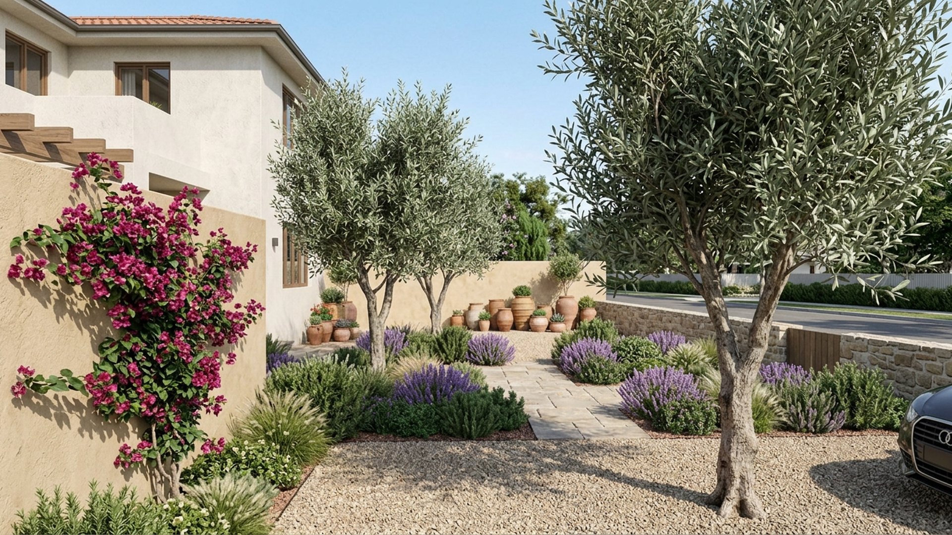 Mediterranean Home Designs design concept visualisation photo modern home and garden landscaping. Images Created by www.TinyHome-Revolution.com