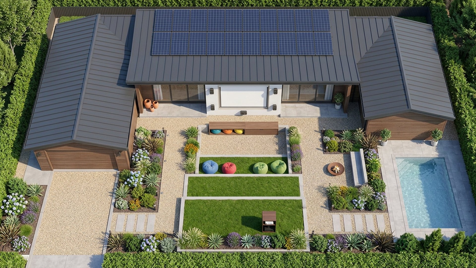 Outdoor Home Designs design concept visualisation photo modern home and garden landscaping. Images Created by www.TinyHome-Revolution.com