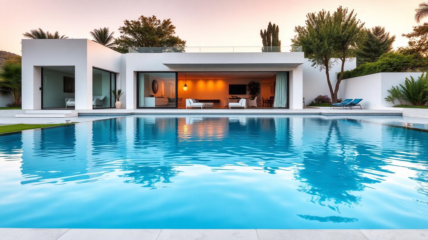 P1 Rear Pool Designs design concept visualisation photo modern home and garden. Images Created by www.TinyHome-Revolution.com