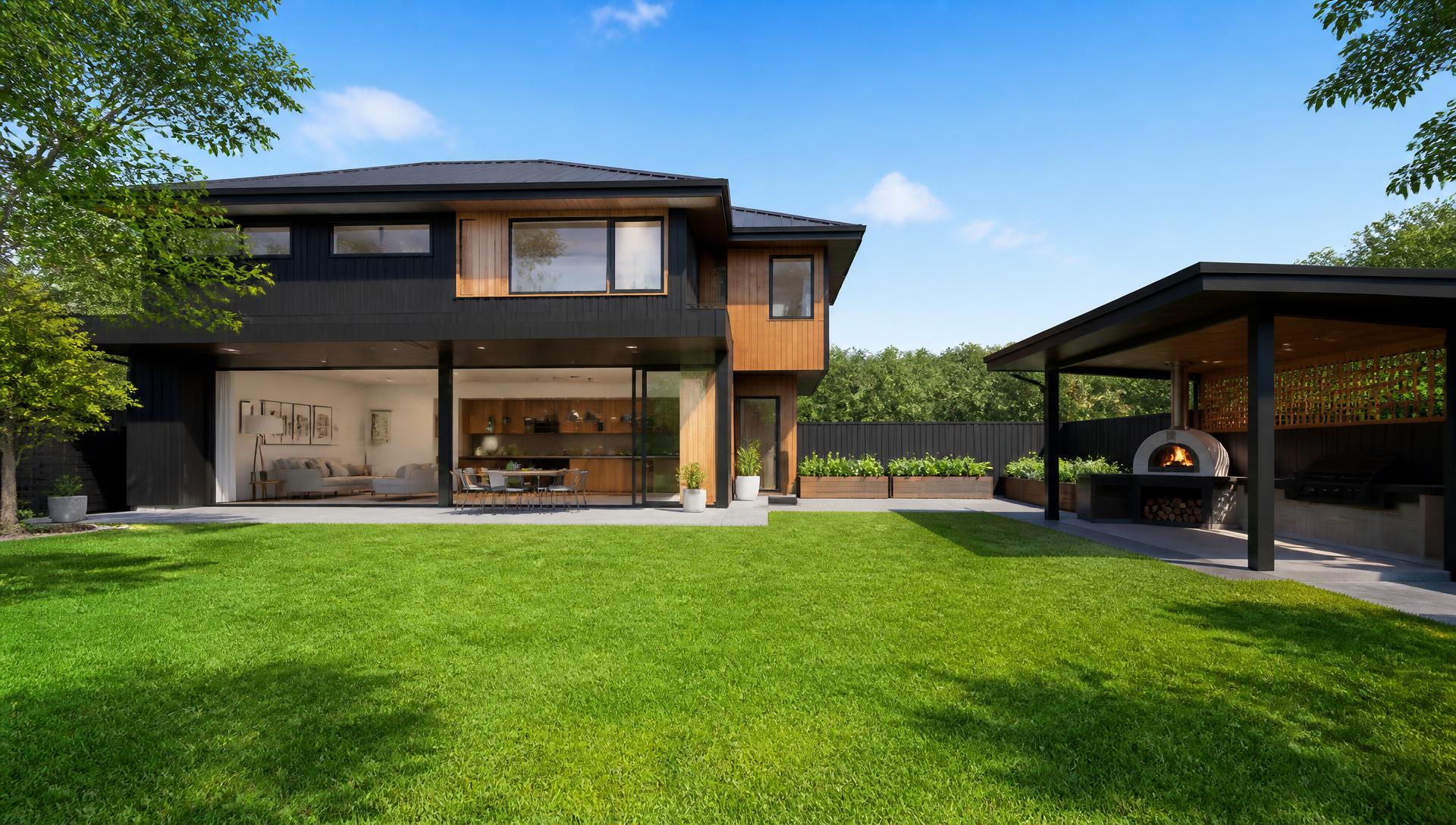 P5 Rear Luxurious Home Designs and Estates design concept visualisation photo modern. Images Created by www.TinyHome-Revolution.com