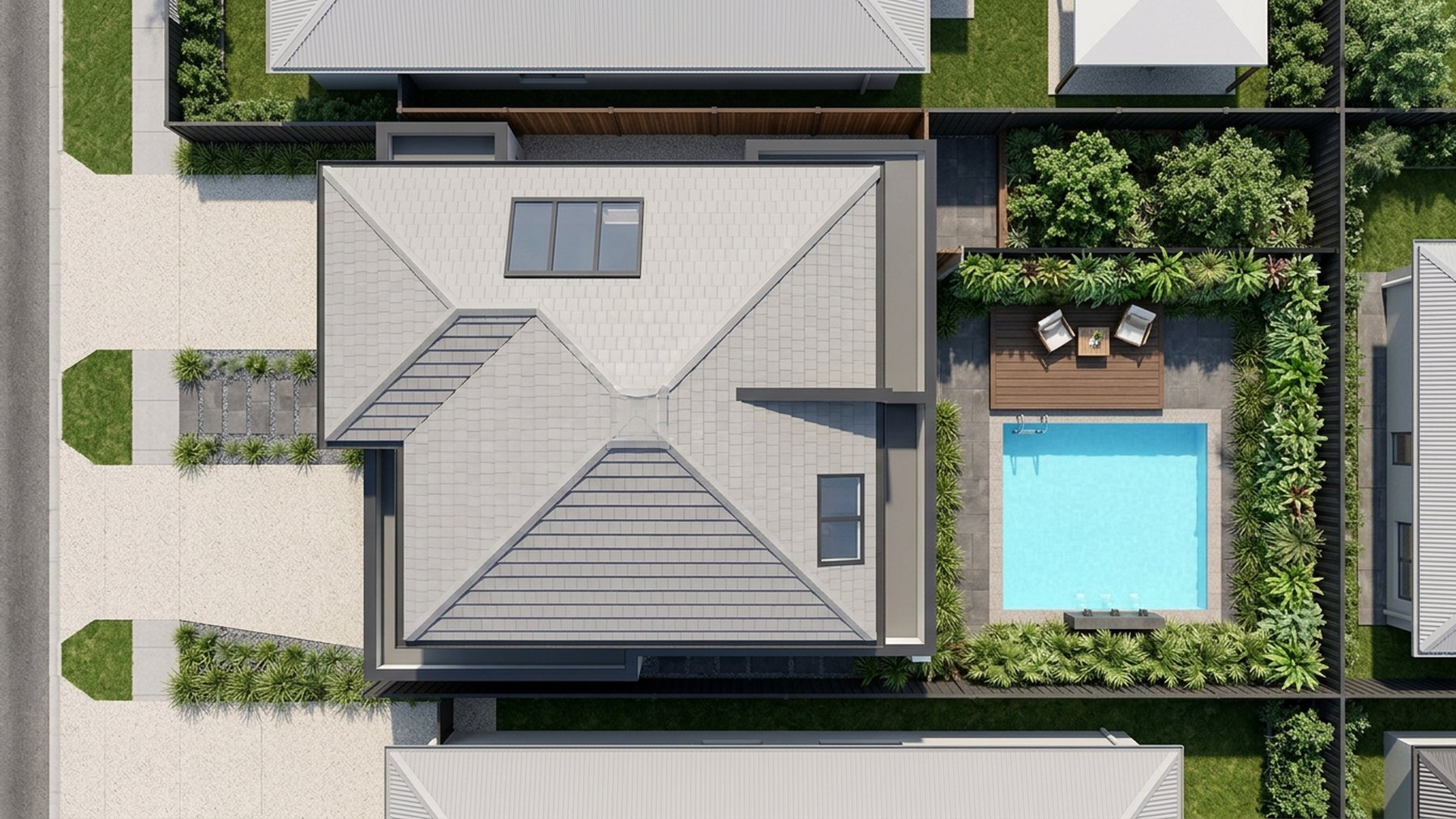 Plunge Pool Designs design concept visualisation photo modern home and garden landscaping. Images Created by www.TinyHome-Revolution.com