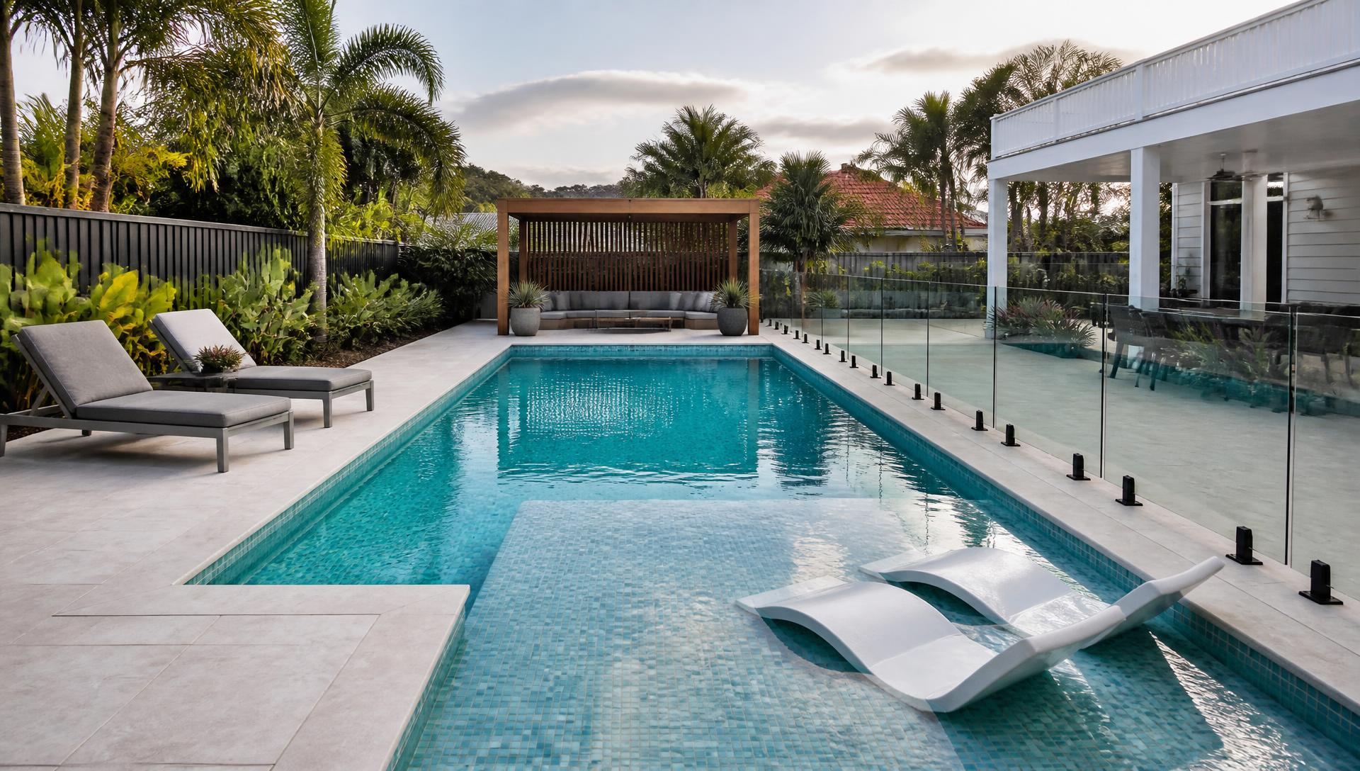 Pool Pool Designs design concept visualisation photo modern home and garden landscaping. Images Created by www.TinyHome-Revolution.com